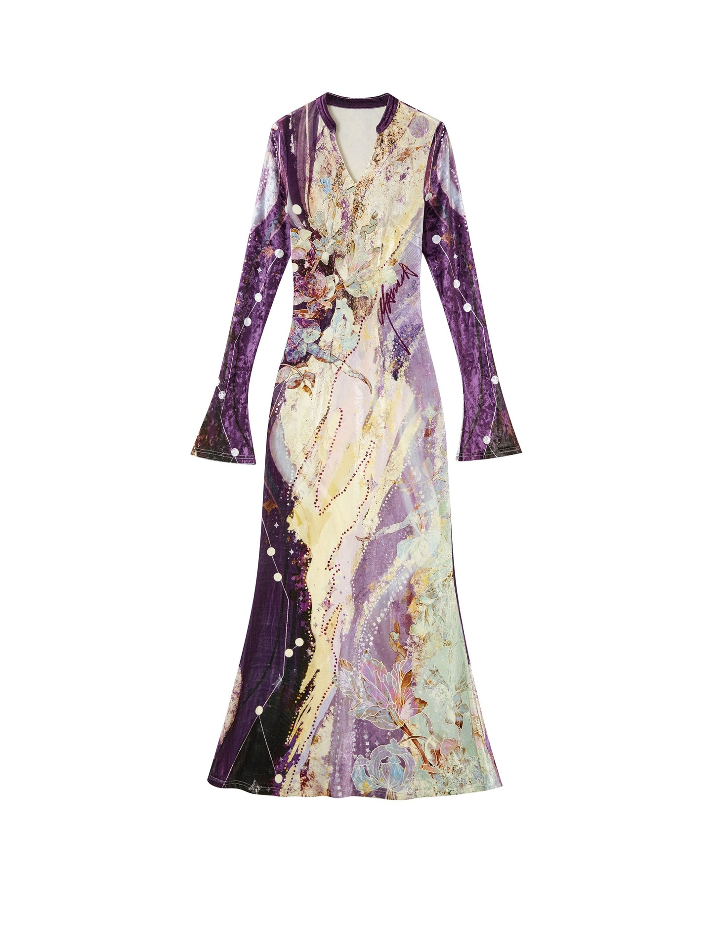 Velvet V-Neck Mermaid Dress