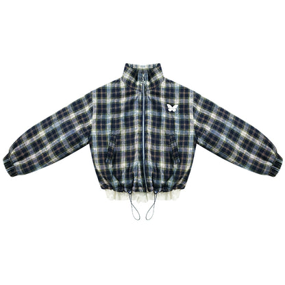 Retro Plaid Thickened Cotton Jacket