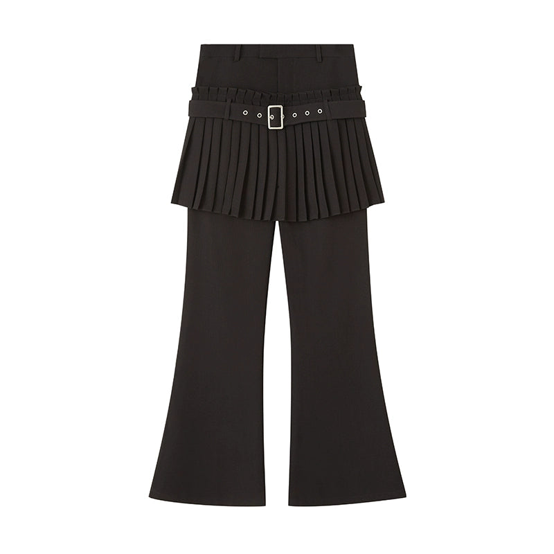 NICHE PLEATED CULOTTES MICRO-FLARED PANTS