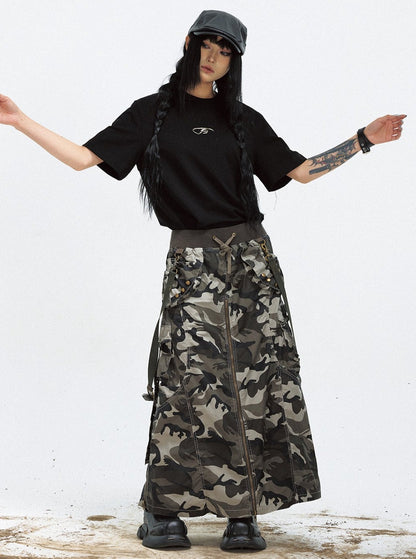 Camouflage Chain Maxi Skirt