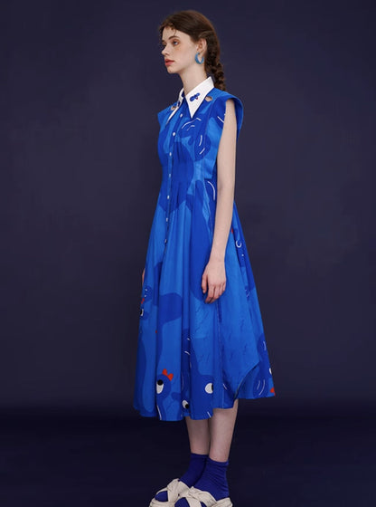 Blue Temperament Thin Cotton Dress