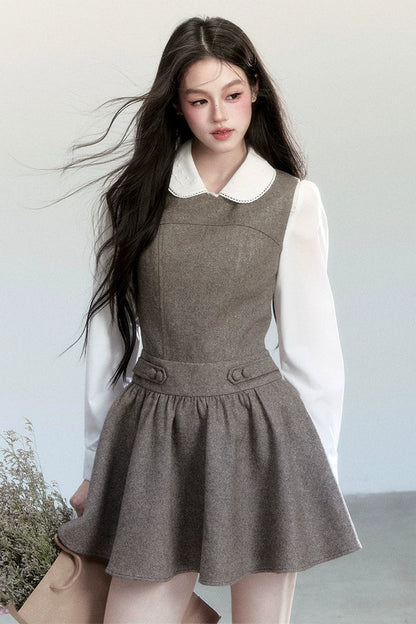 Fragile Pine Vest Dress And Shirt Set-Up