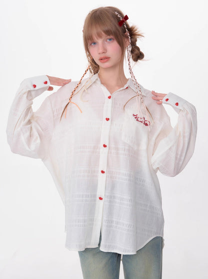 American Retro Mid Length Loose Thin Shirt