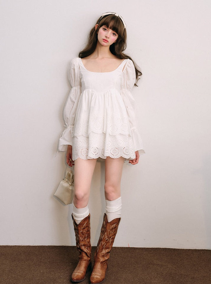 White Long Sleeve Dress