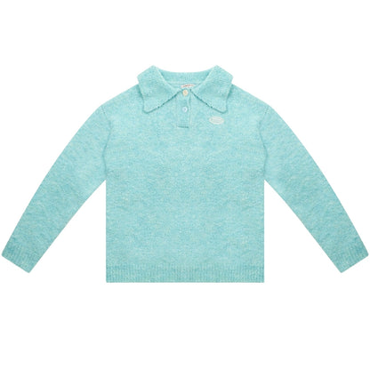 American retro wool polo neck knitted Tops