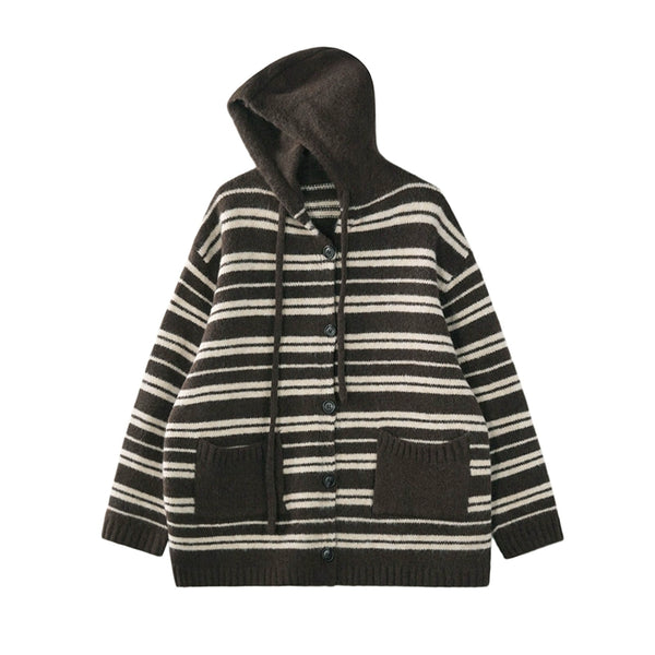 Striped Long-Sleeve Wool Cardigan