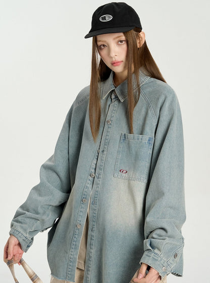 Retro Distressed Denim Shirt