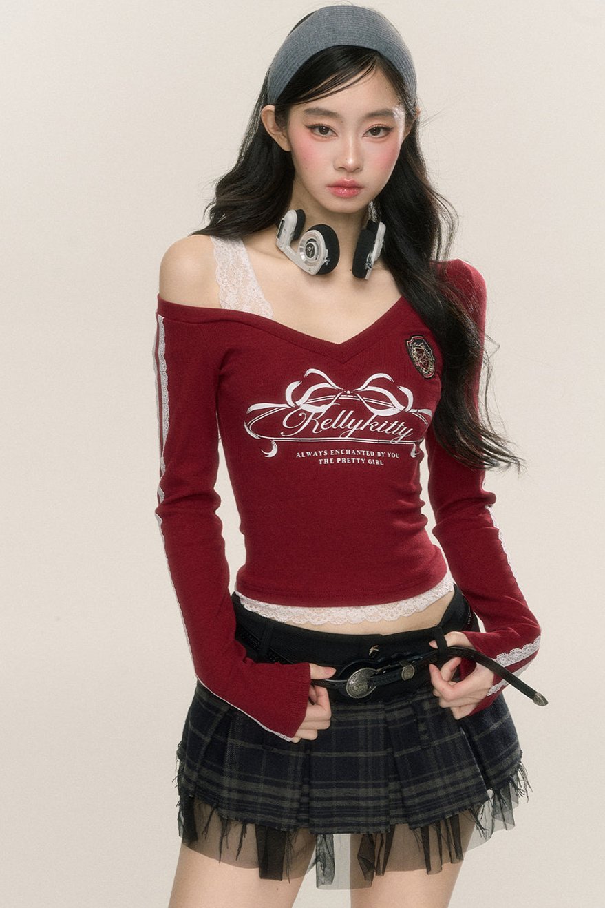 Sweet Wine Lace Long-Sleeve T-Shirt