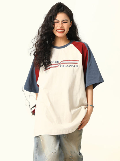 Stitching Contrast Raglan T-Shirt