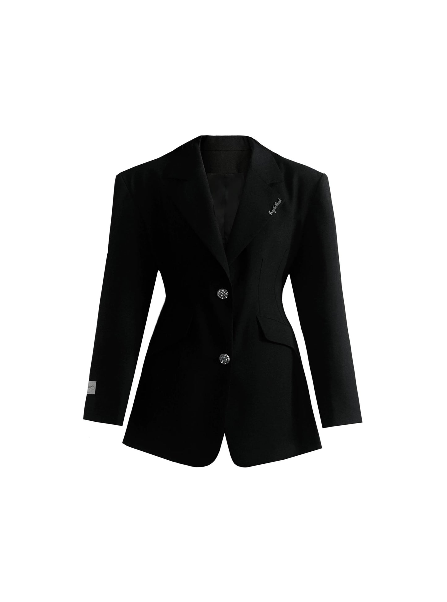 Lässige Taille Black Jacket Set