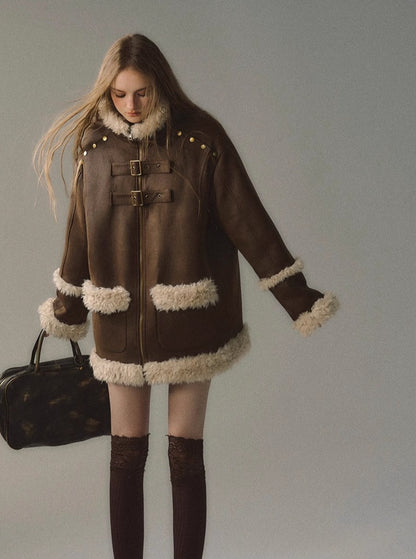 Fur Integrated Plush Jacket