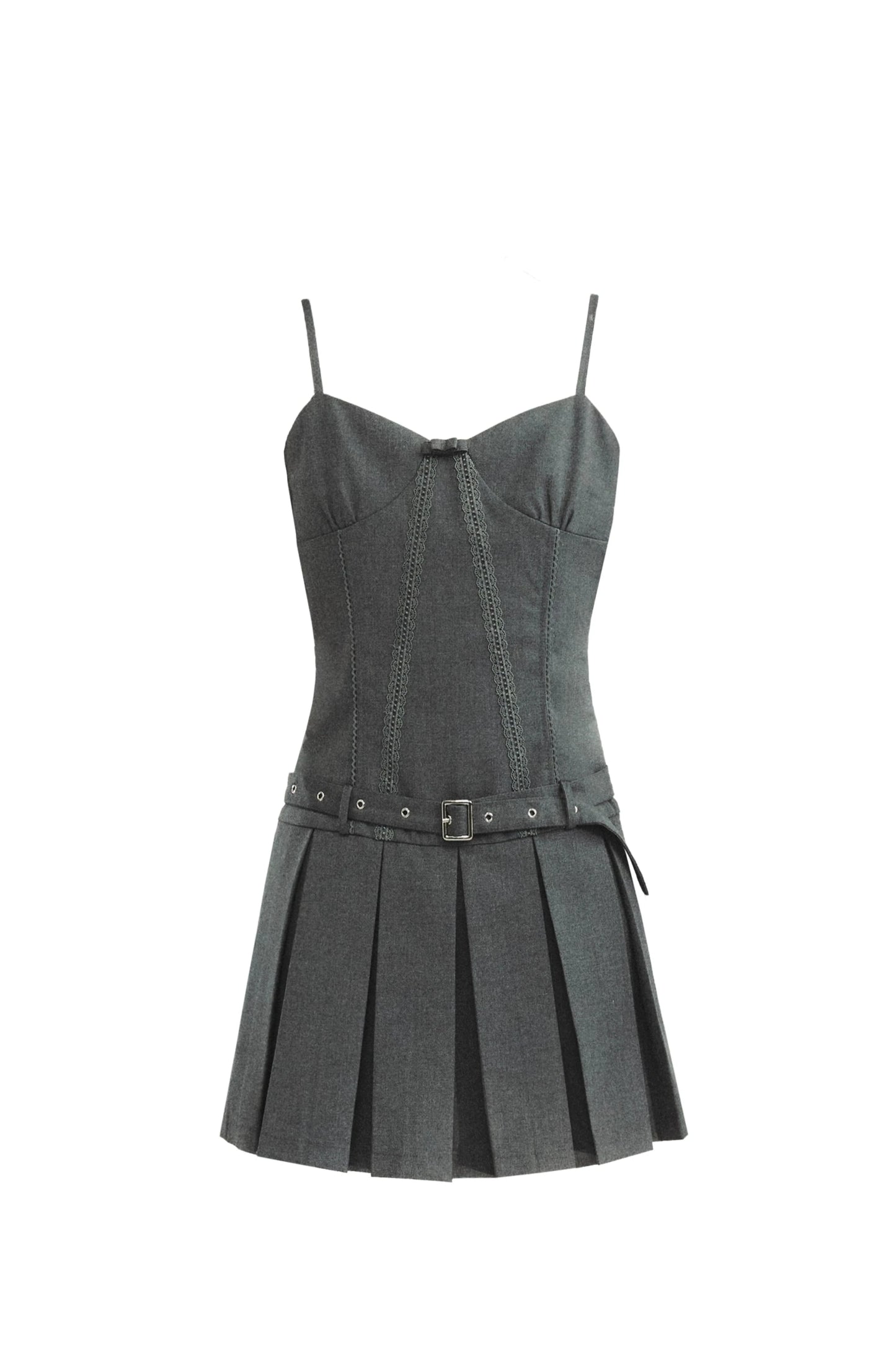 Pleated Waist Suspender Dress & Suit  Set-Up