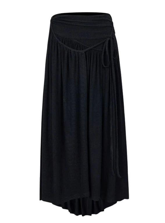 Draped pleated top long skirt set-up