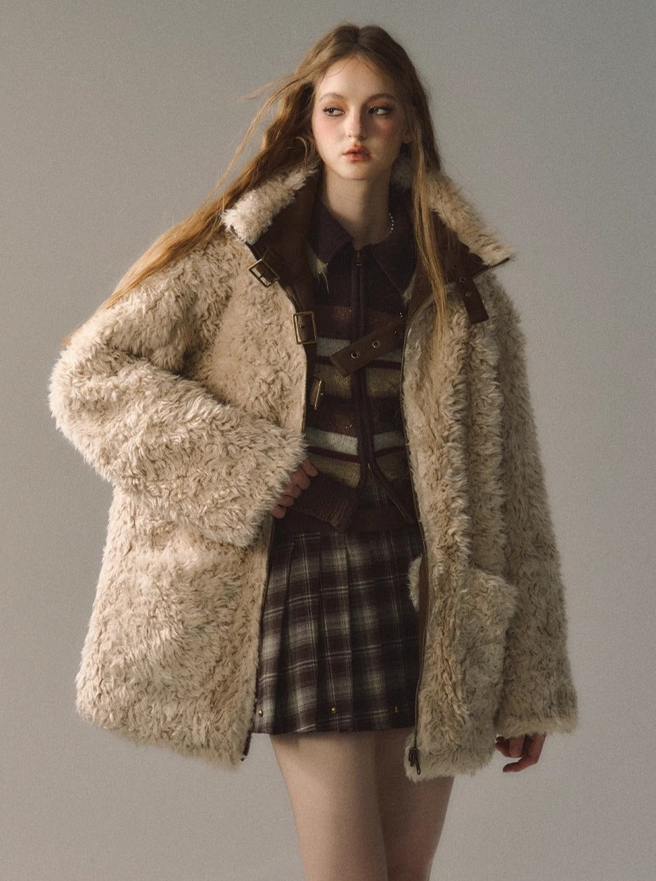 Fur Integrated Plush Jacket