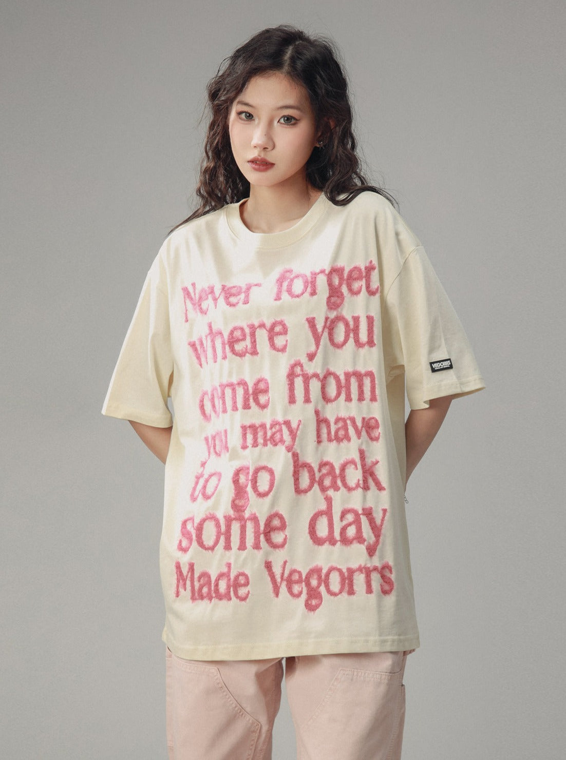 Vintage Letter Print Crew Neck T-Shirt