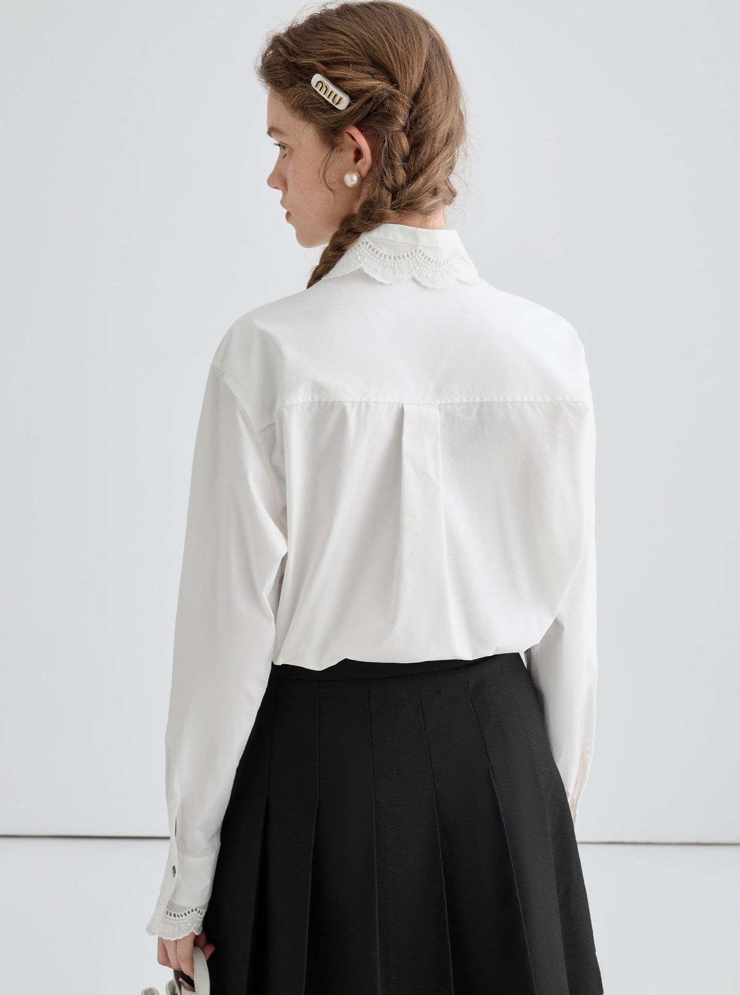 White Lace Long-Sleeved Shirt