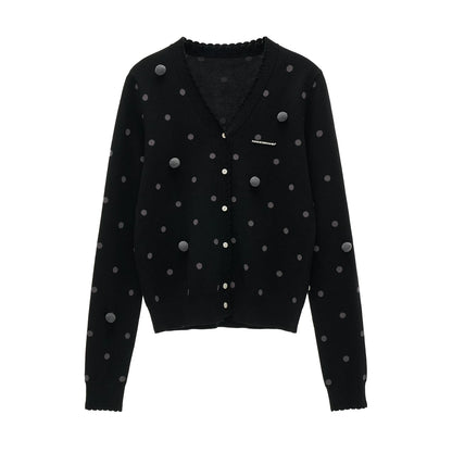 Polka Dot Asymmetrical Cardigan