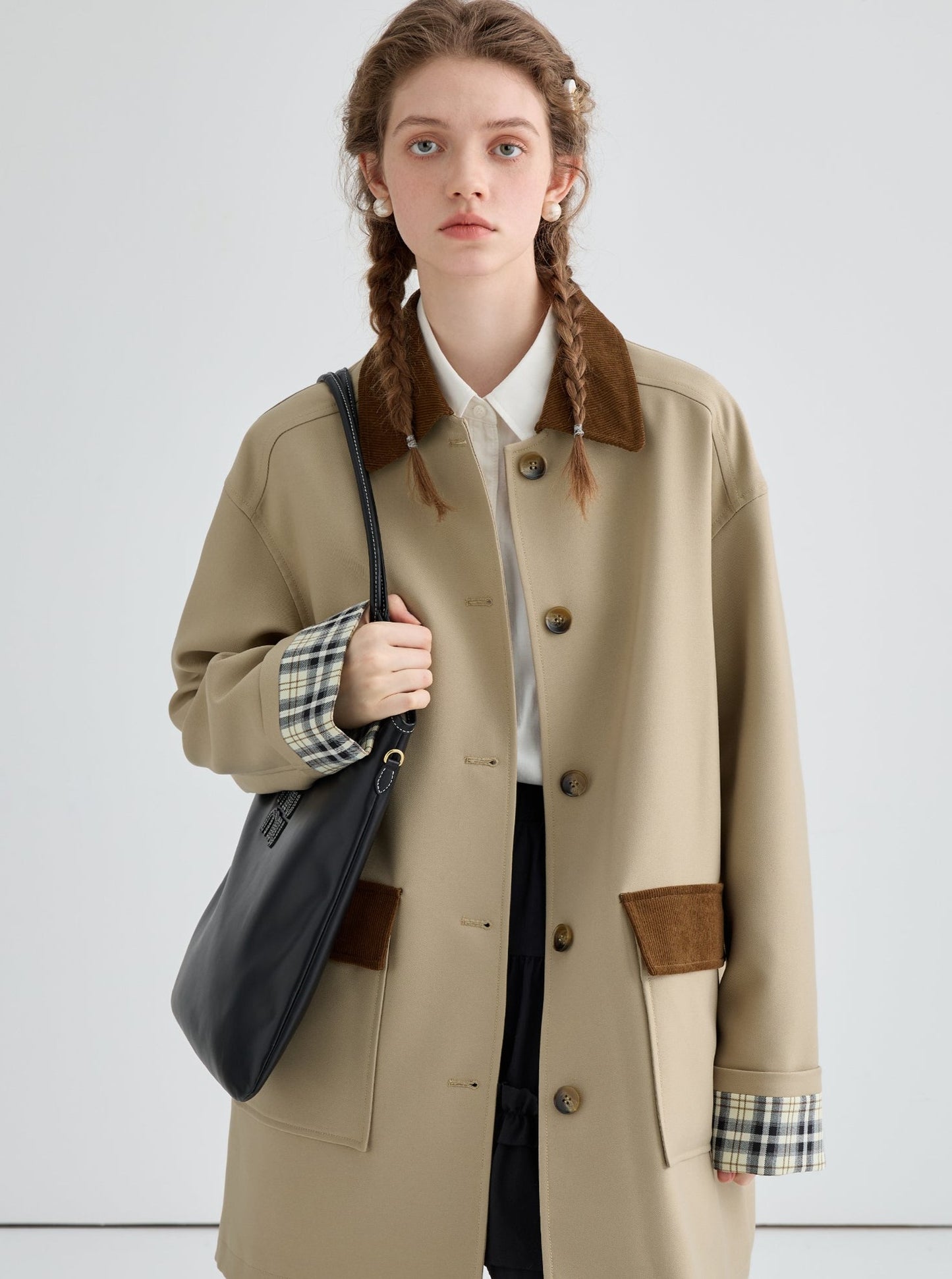 Patchwork trench coat