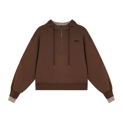 Patterned Patchwork Hooded Sweatshirt Set-Up