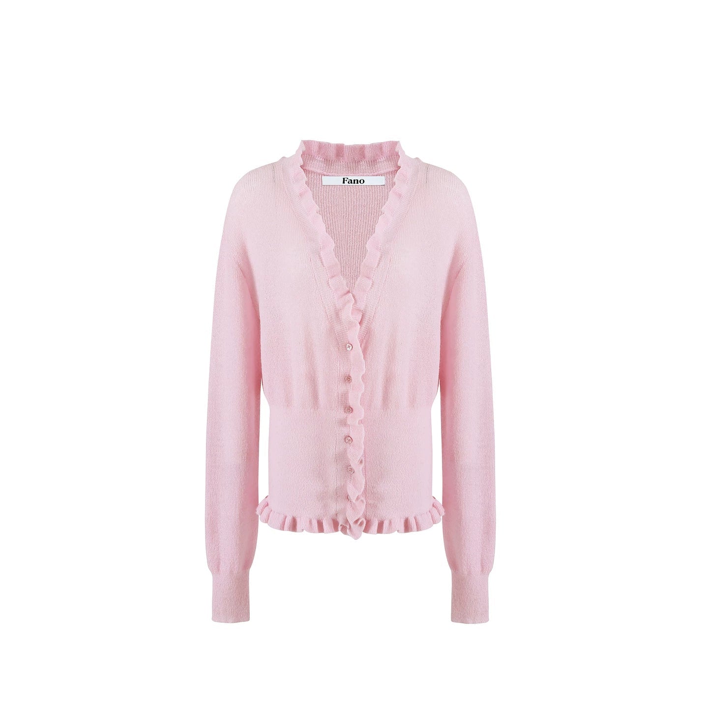 Mohair V-Neck Ruffled Sweater