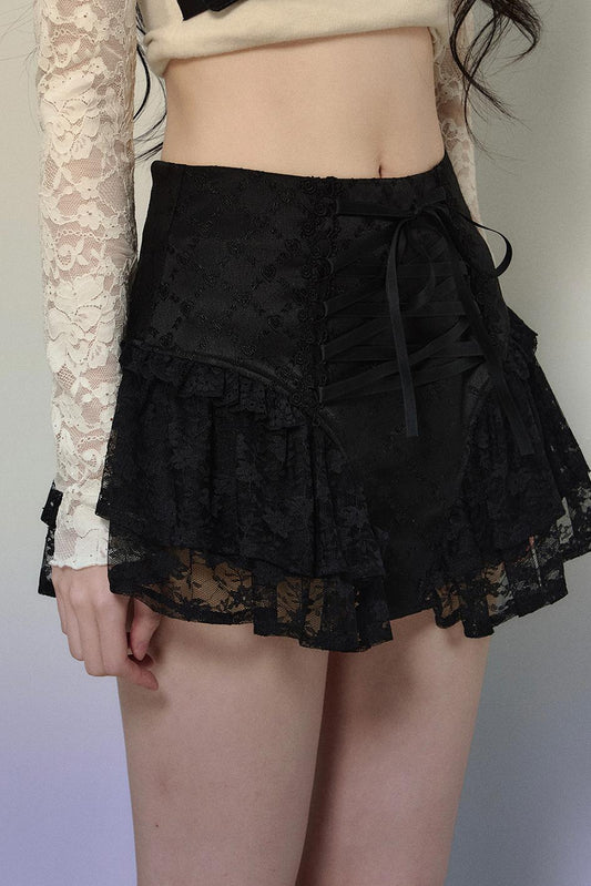 Ballet Aesthetics Irregular Lace Skirt