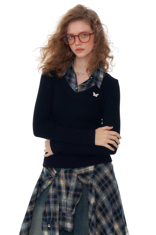 Retro Style Slim Polo Neck Sweater