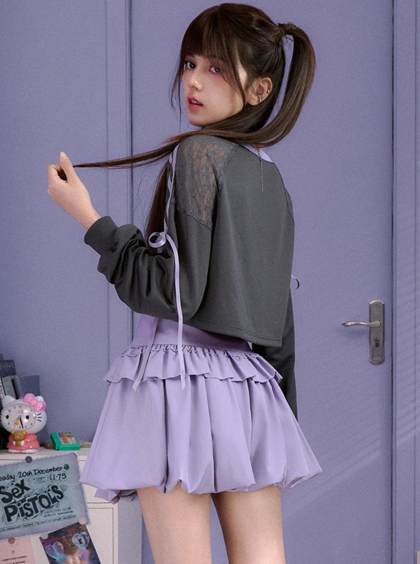 Playful Purple Puffy Short Skirt