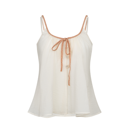 White Lace-up Camisole Set