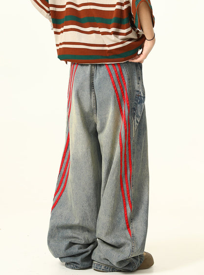 Retro Street Striped Jeans