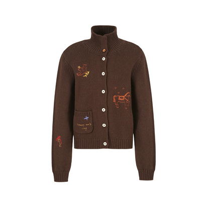 Winter Wool Embroidered Cardigan
