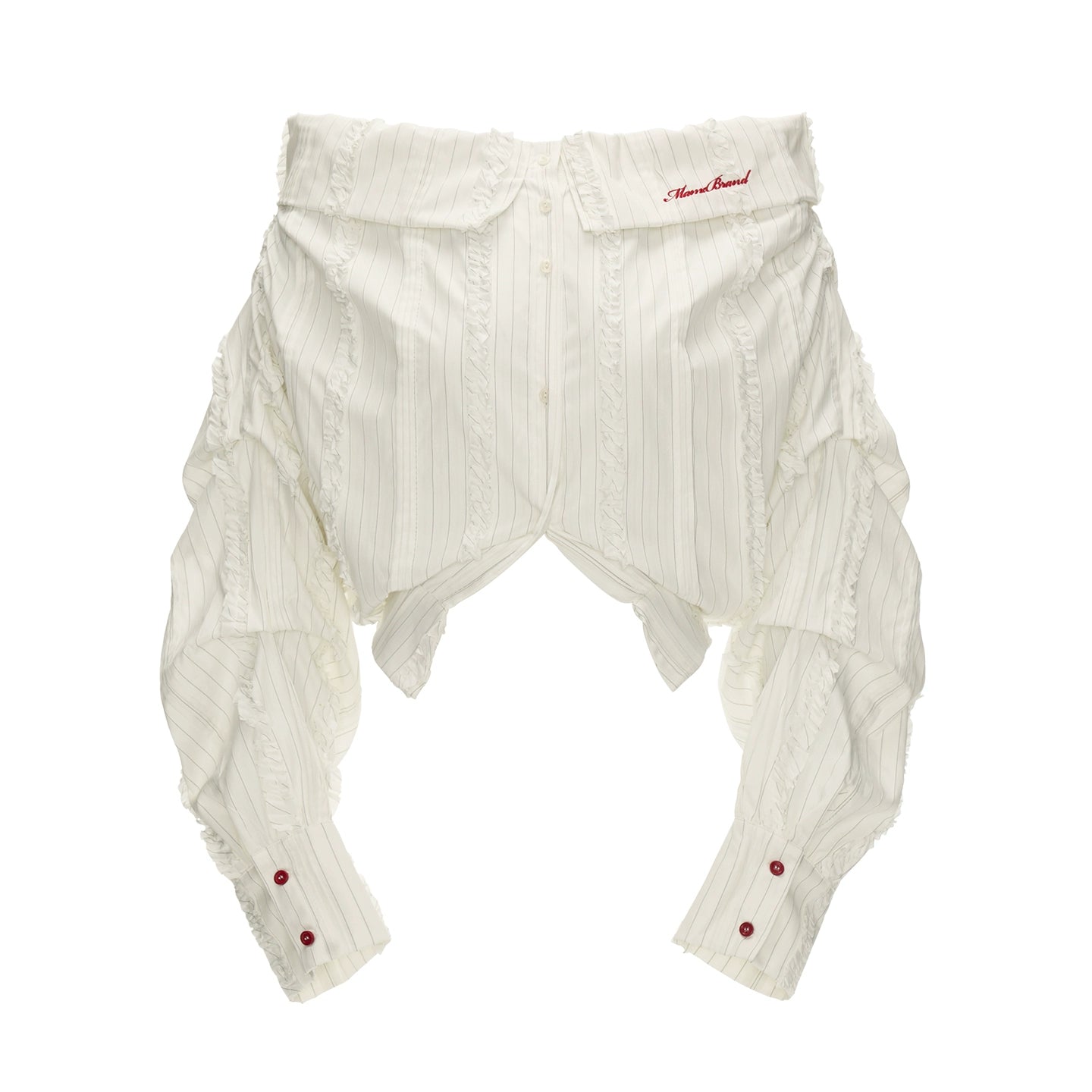 Layered Slanted Shoulder White Shirt