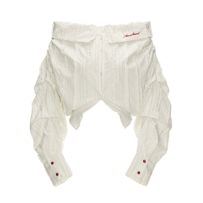 Layered Slanted Shoulder White Shirt