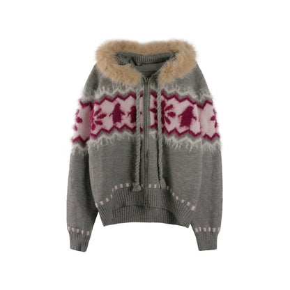 Faux Raccoon Fur Hooded Coat