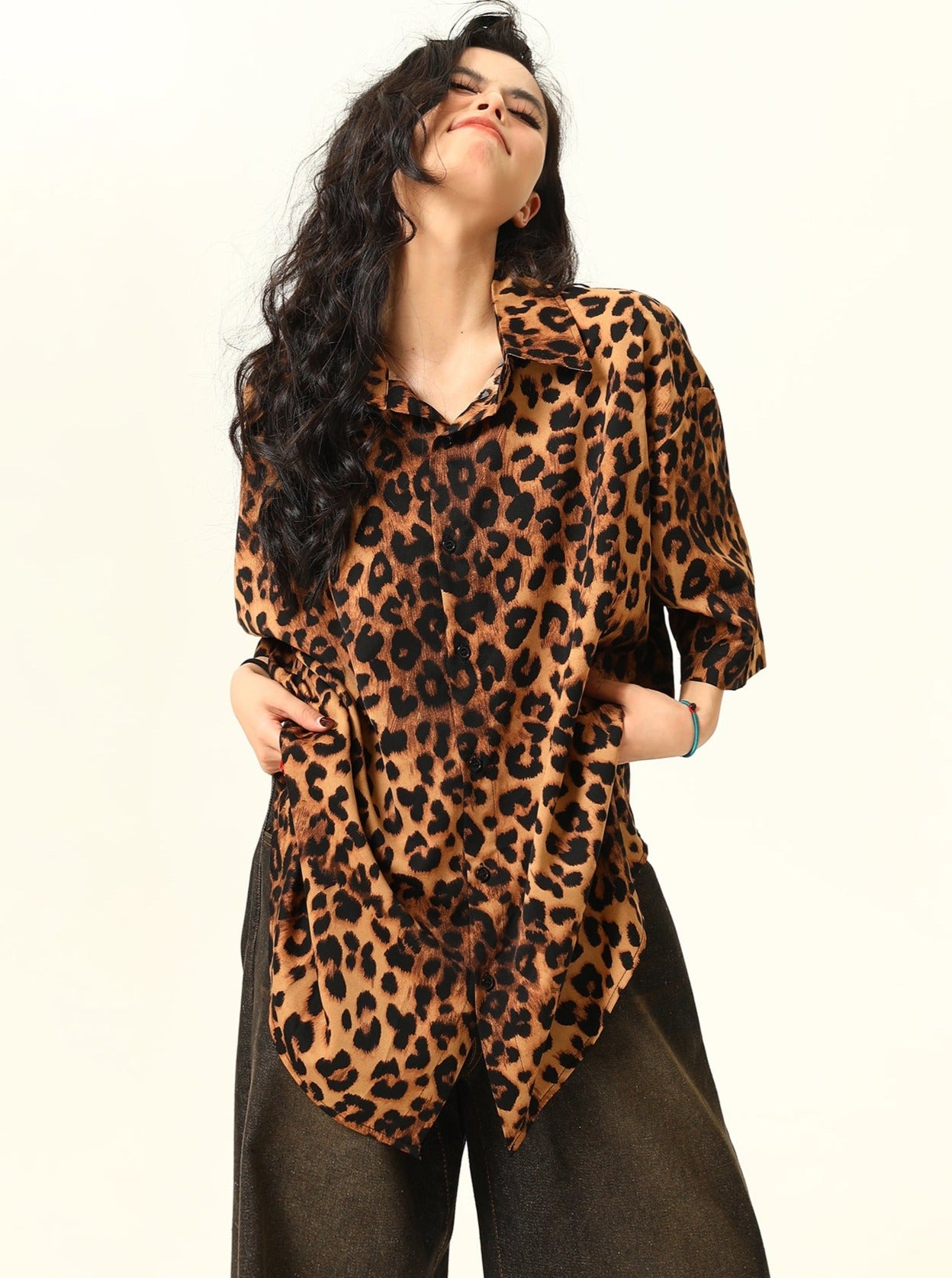 Retro Street Shirt mit Leopardenmuster