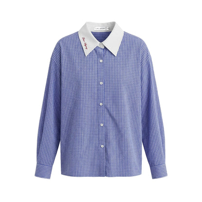 Plaid Color-Blocking Polo Top