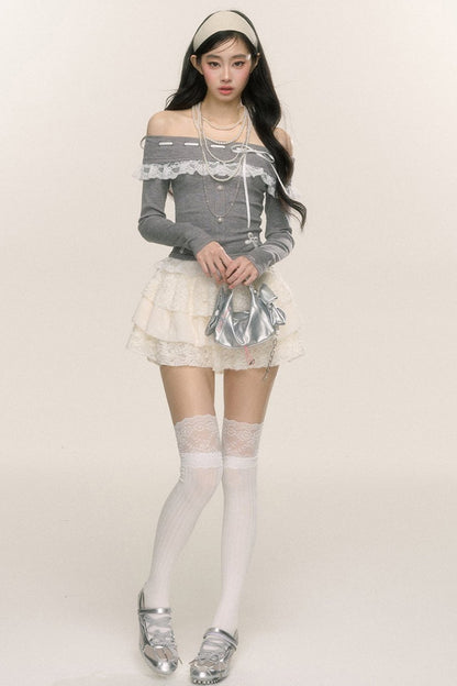 Rime Camellia Lace Long-Sleeve T-Shirt