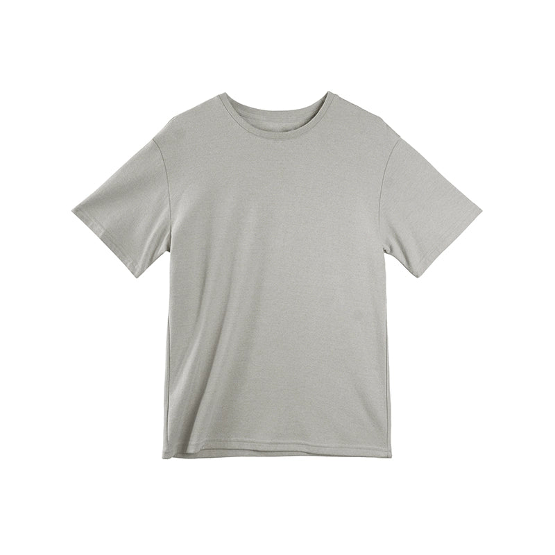 Grey Textured T-Shirt And Skirt Set-Up