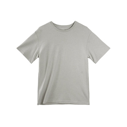 Grey Textured T-Shirt And Skirt Set-Up