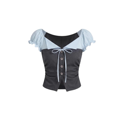 Color-Block Patchwork Top and Pants Set-Up