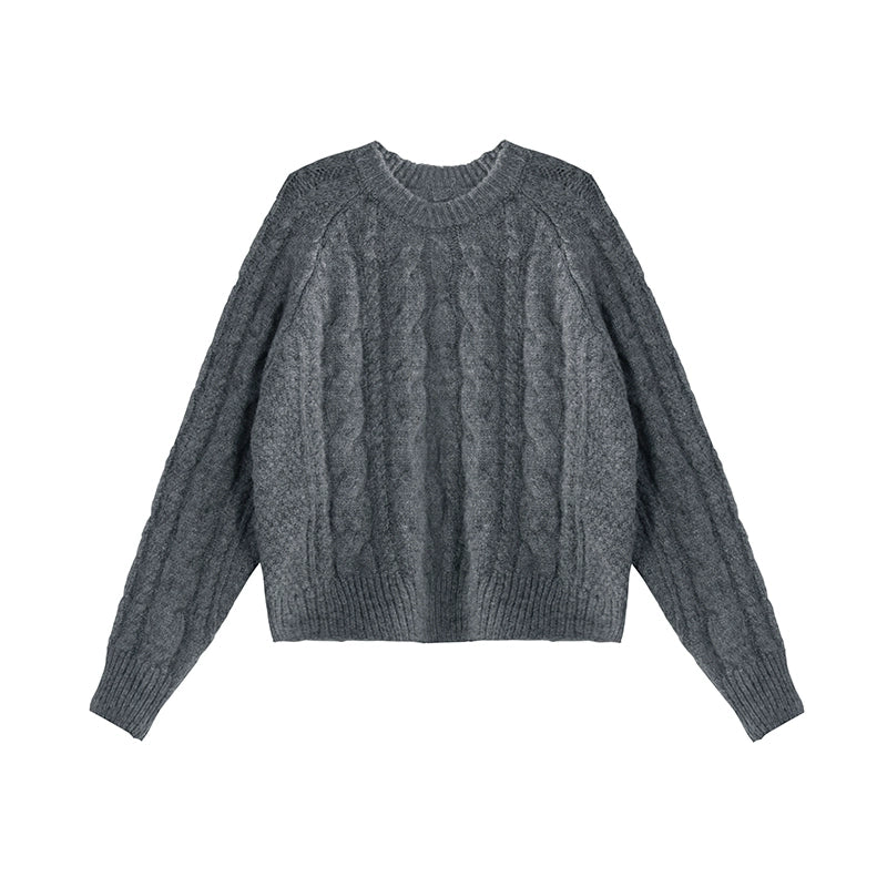 Cable Knit Wool Pullover Sweater