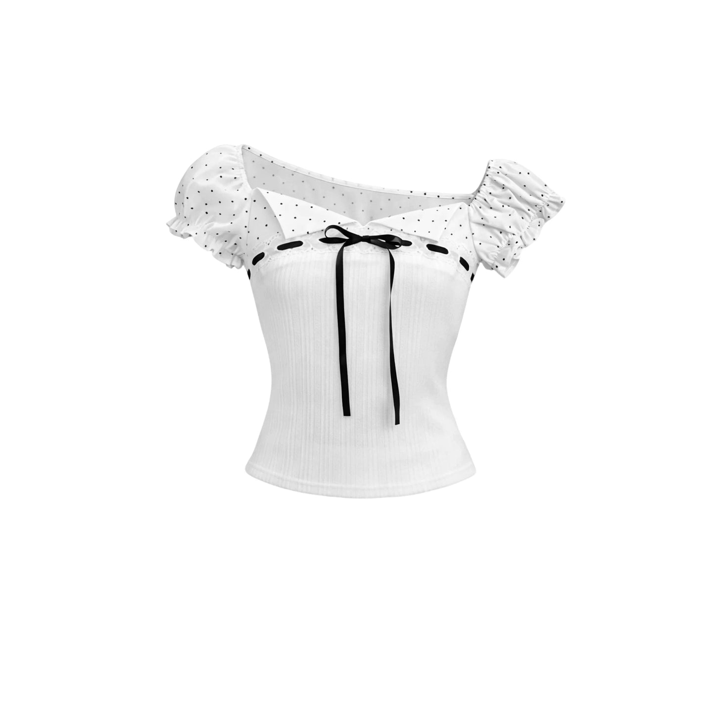 Vintage-Blusen-Set mit asymmetrischem eckigem Ausschnitt