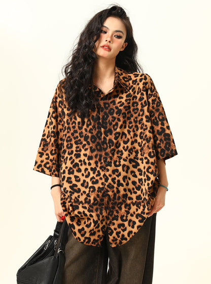 Retro Street Shirt mit Leopardenmuster