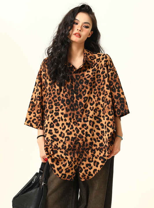 Retro Street Leopard Print Shirt