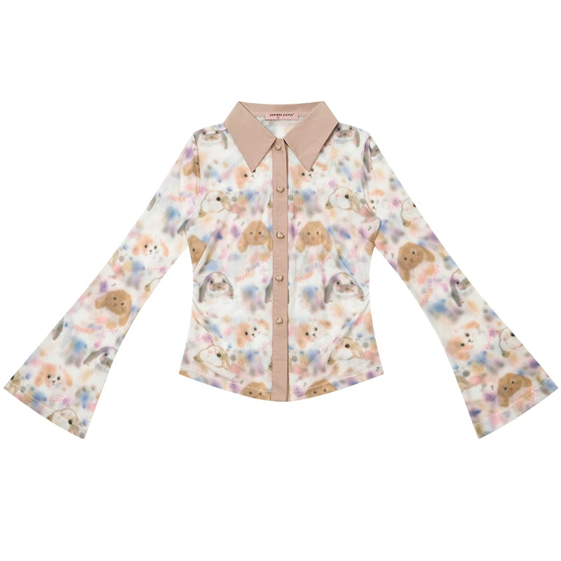 Cartoon Print Long Sleeve Shirt