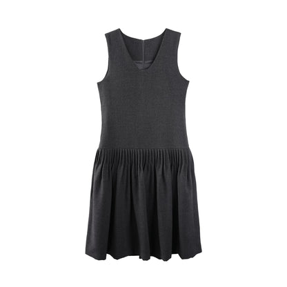 Hand-Pleated Woolen Vest Dress