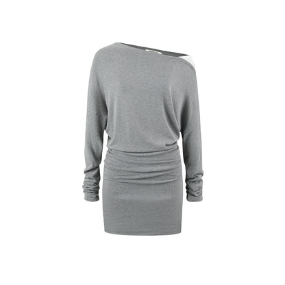 Asymmetrical Color-Block Knit Dress