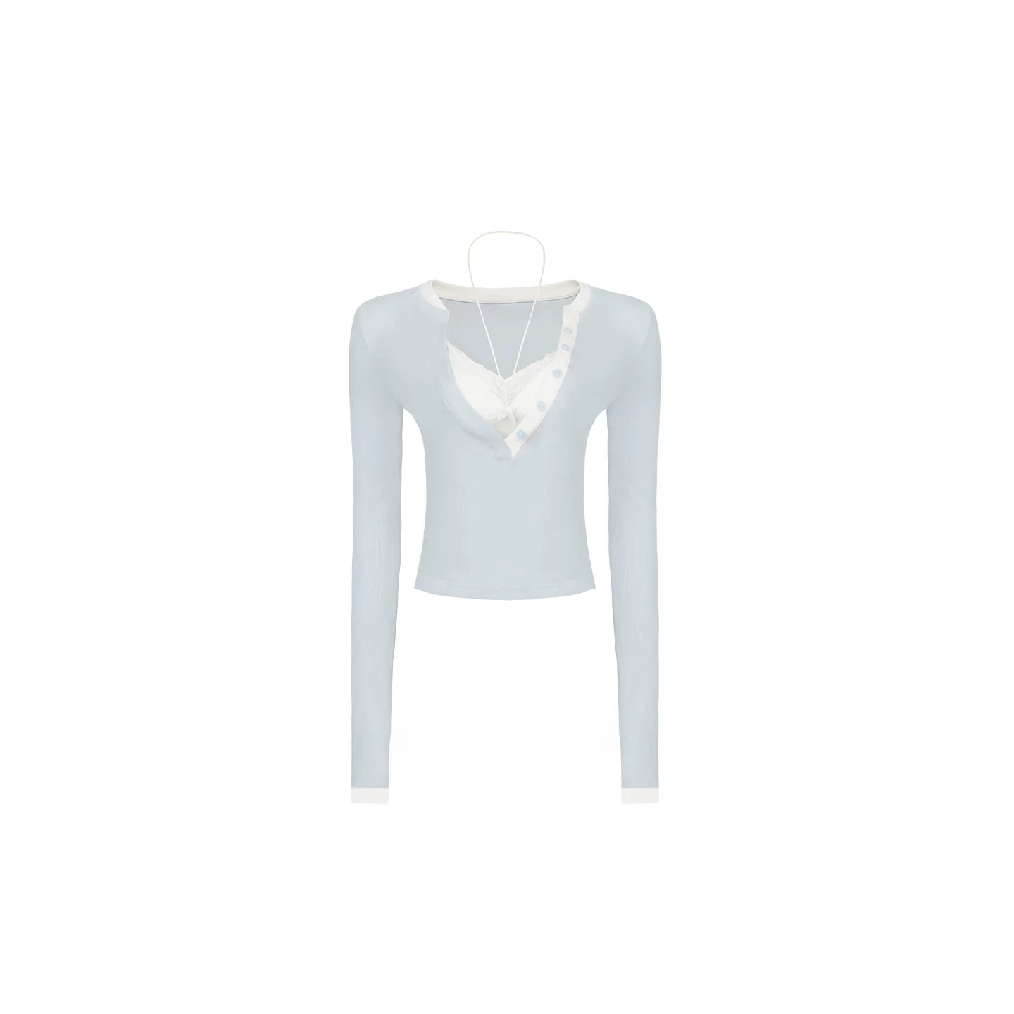 Color-Blocked Deep V-Neck Top Set-Up