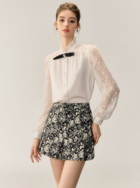 High-End Gentle Lace Bow Shirt