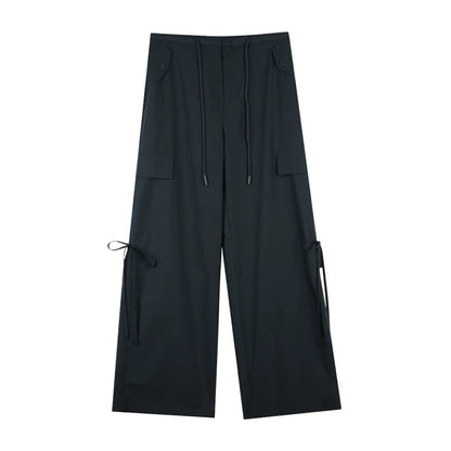 Drawstring Bow Wide-Leg Cargo Pants