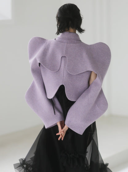 cut-out two-piece cropped woolen jacket